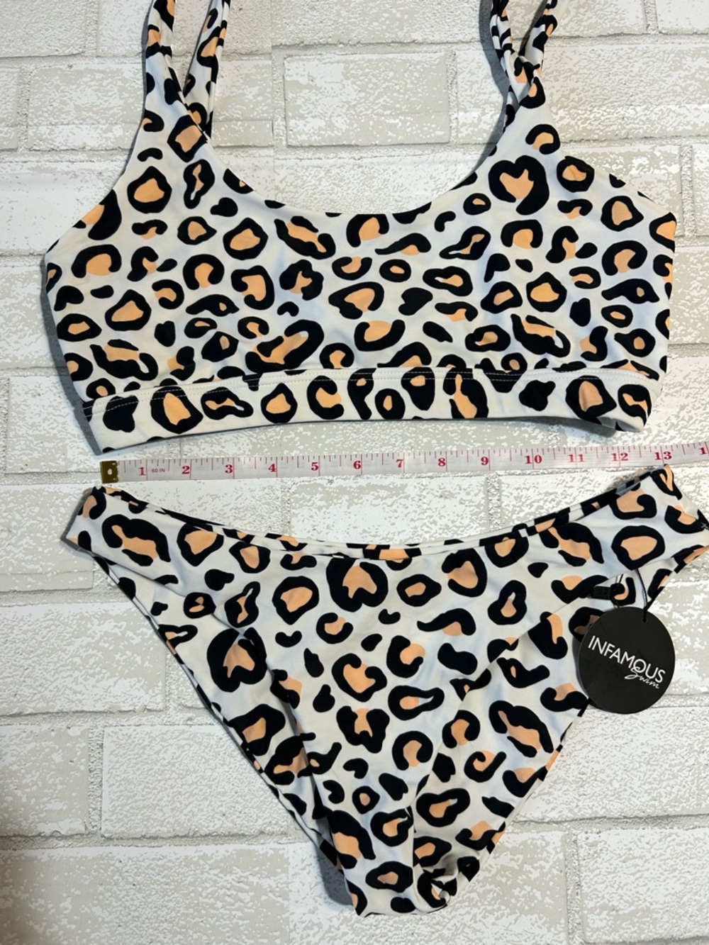 Infamous Leopard Print Bikini Set in Cream, Black & Tan large/x-large - Picture 2 of 4